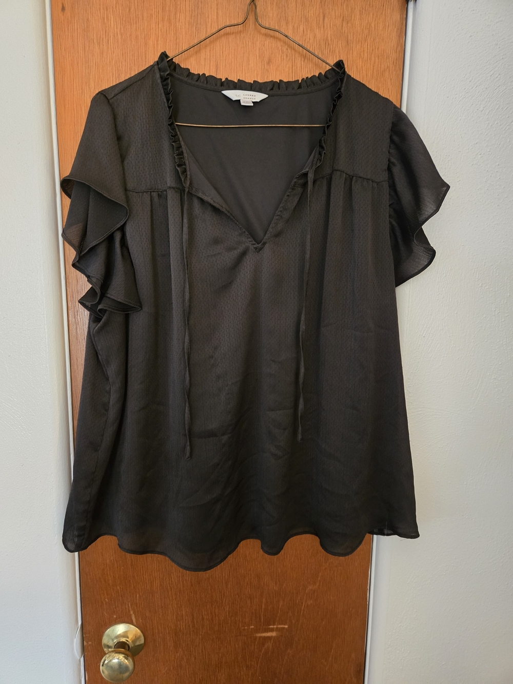Black Ruffle Sleeve V-Neck Blouse - Lauren Conrad